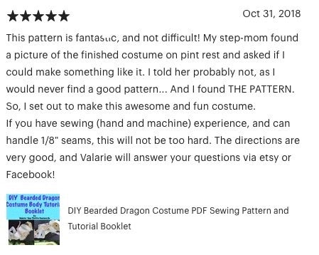 DIY Bearded Dragon Costume PDF Sewing Pattern and Tutorial Booklet