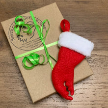 Load image into Gallery viewer, TINY Hermit Crab Claw Christmas Stocking/ Ornament, Crustacean Gift, Foot Shaped Stocking
