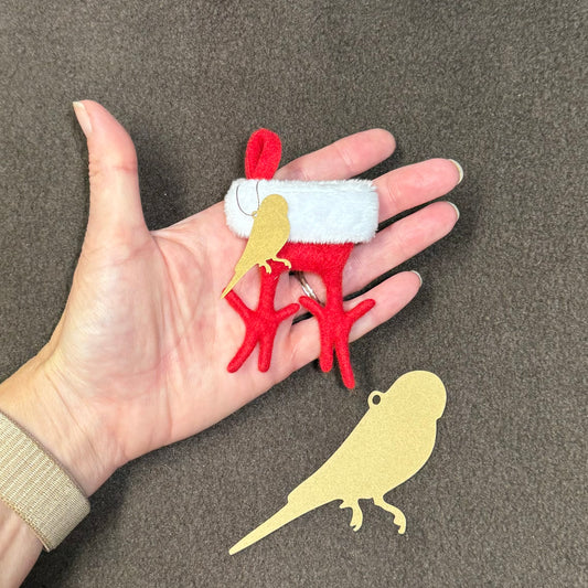 TINY Budgie Butt, Parakeet, Zygodactyl Bird foot shaped Christmas stocking/ ornament