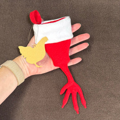 Chicken or rooster foot size and shape stocking, Pet Christmas gift, Chicken Christmas Stocking, rooster gift