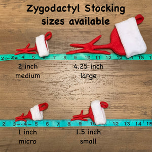 MICRO Zygodactyl Bird foot shaped Christmas stocking or ornament