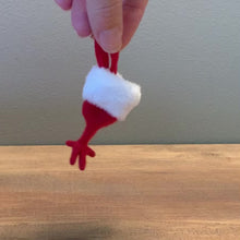 Load and play video in Gallery viewer, MICRO Zygodactyl Bird foot shaped Christmas stocking or ornament
