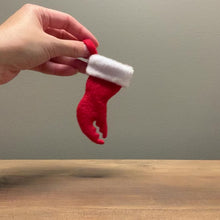 Load and play video in Gallery viewer, TINY Hermit Crab Claw Christmas Stocking/ Ornament, Crustacean Gift, Foot Shaped Stocking
