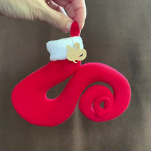 Load and play video in Gallery viewer, TINY Coiled Snake Tail Shaped Christmas Stocking
