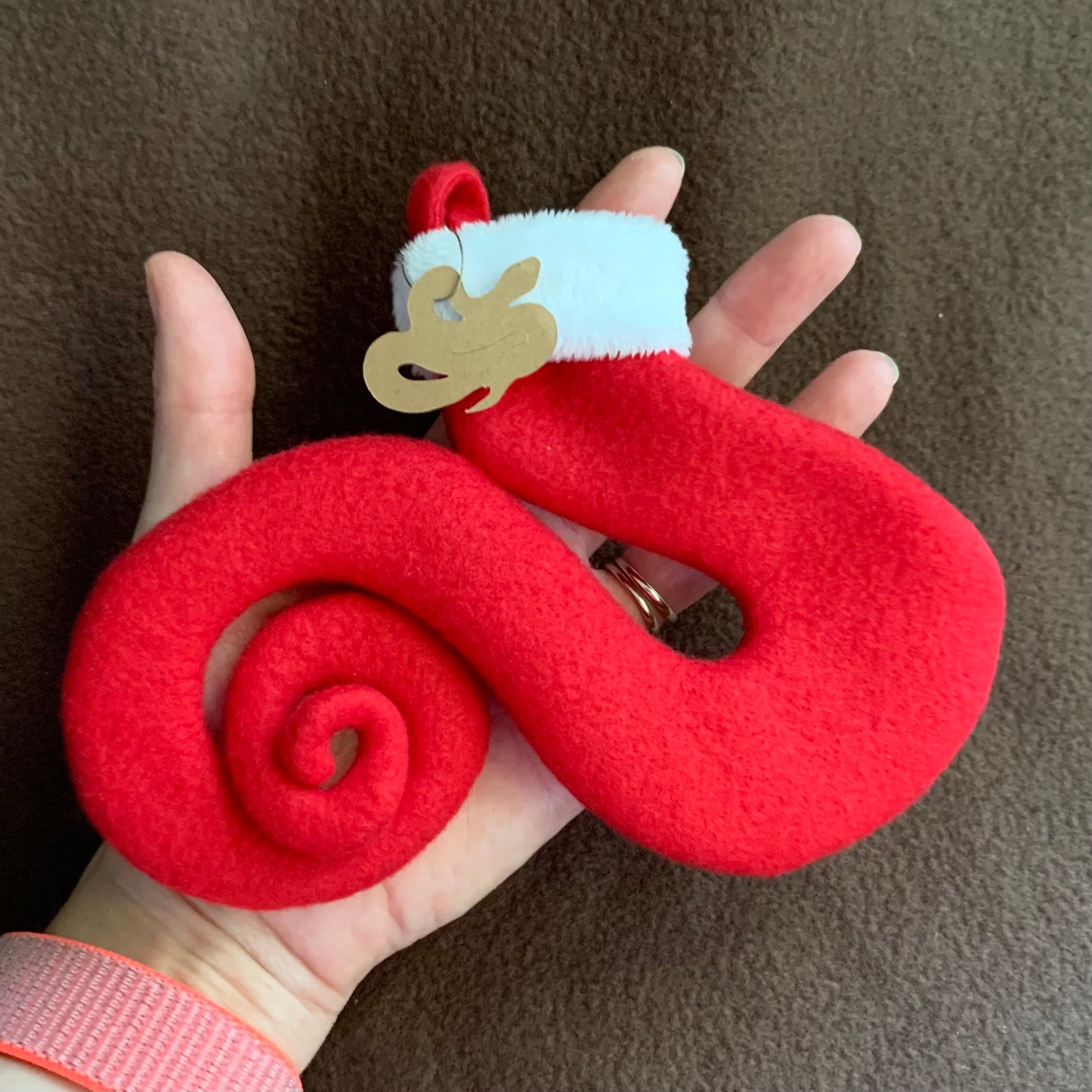 TINY Coiled Snake Tail Shaped Christmas Stocking