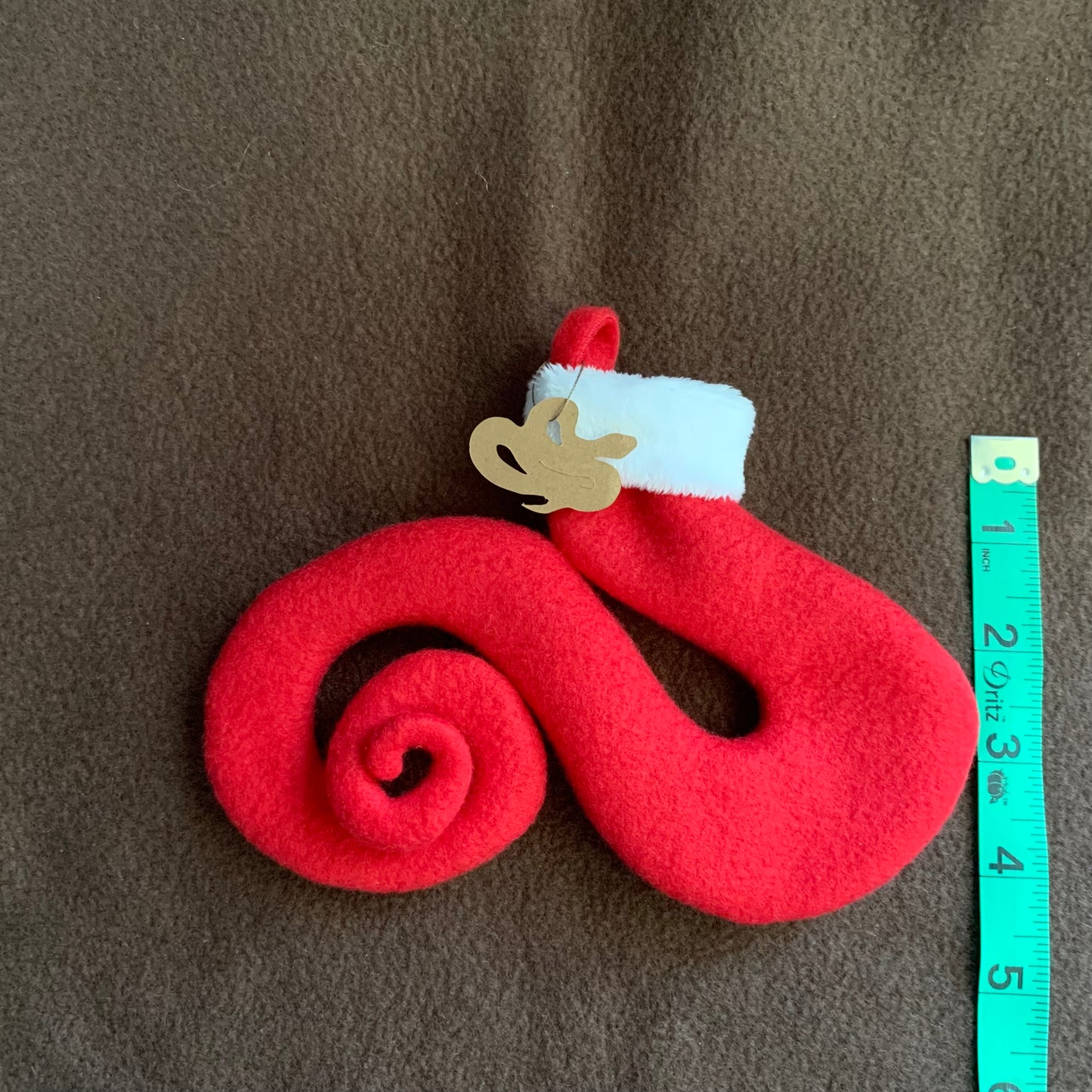 TINY Coiled Snake Tail Shaped Christmas Stocking