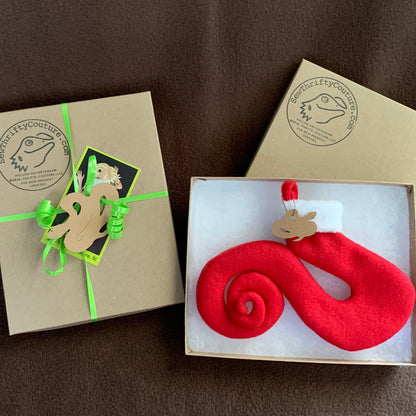 TINY Coiled Snake Tail Shaped Christmas Stocking