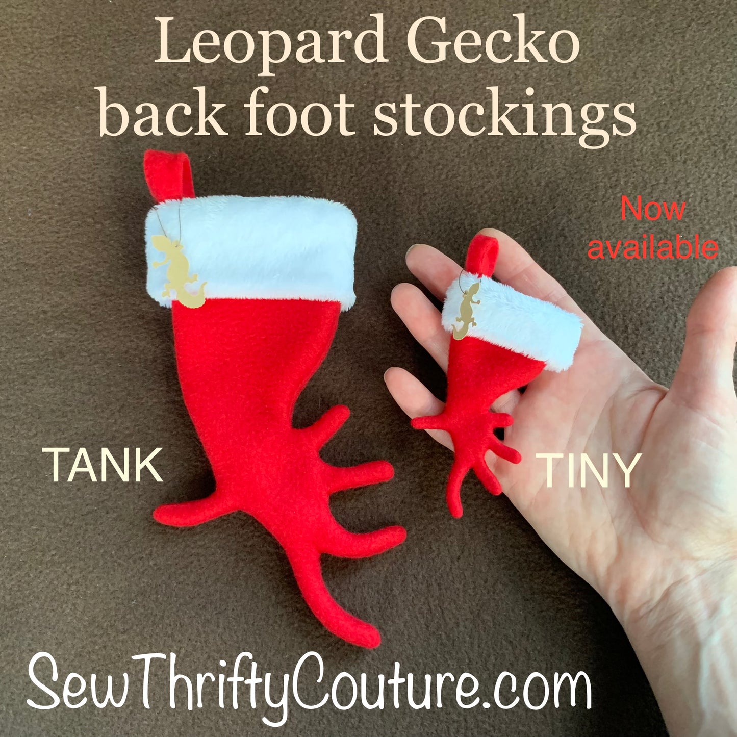 TINY Leopard Gecko or African Fat Tailed Gecko Back Foot Christmas Stocking/ Ornament