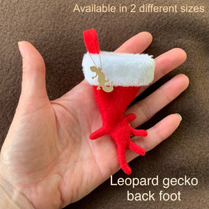 TINY Leopard Gecko or African Fat Tailed Gecko Back Foot Christmas Stocking/ Ornament