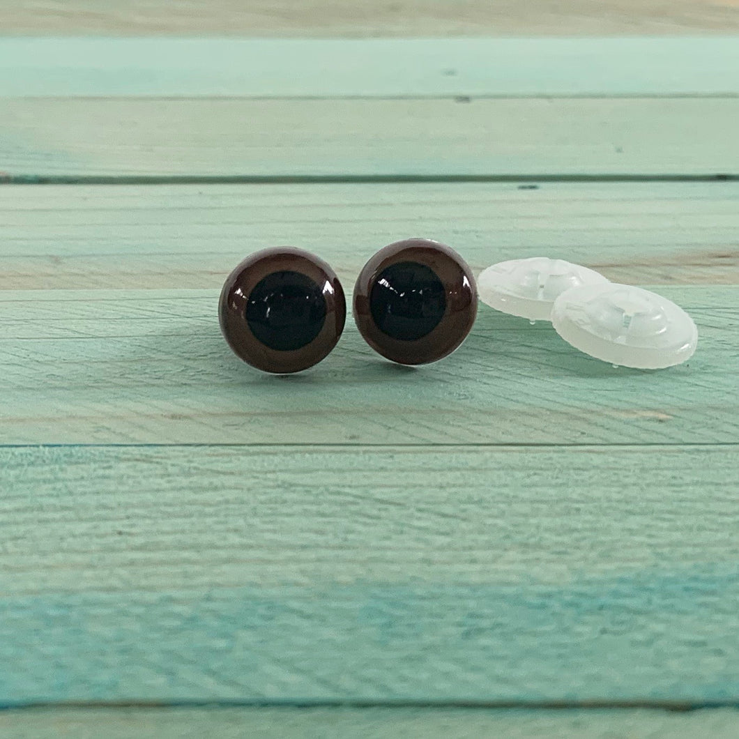 12mm Brown Plastic Eyes, Animal Eyes, Craft Eyes