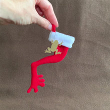Load and play video in Gallery viewer, TINY Whites Tree Frog, Dumpy Frog Foot Christmas Stocking
